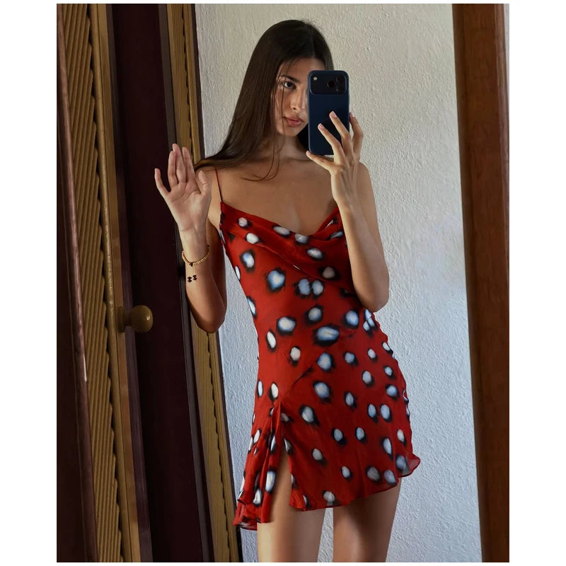 Trendy Slip Dress Animal Print V-neck Ruched Drawstring Sexy Maxi Women Dresses Beach Vacation Stylish Retro Summer Party Outfit