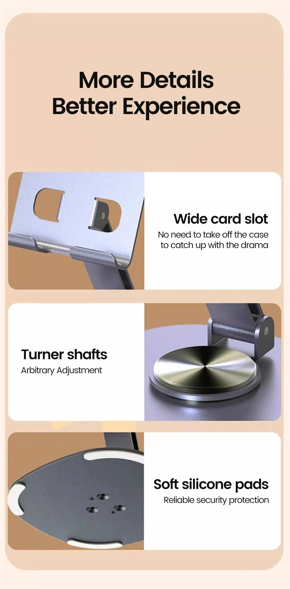 Elough 360° Rotation Portable Tablet Holder For iPad iPhone 15 Xiaomi Folding Lazy Desktop Live Mobile Phone Stand Mount Bracket