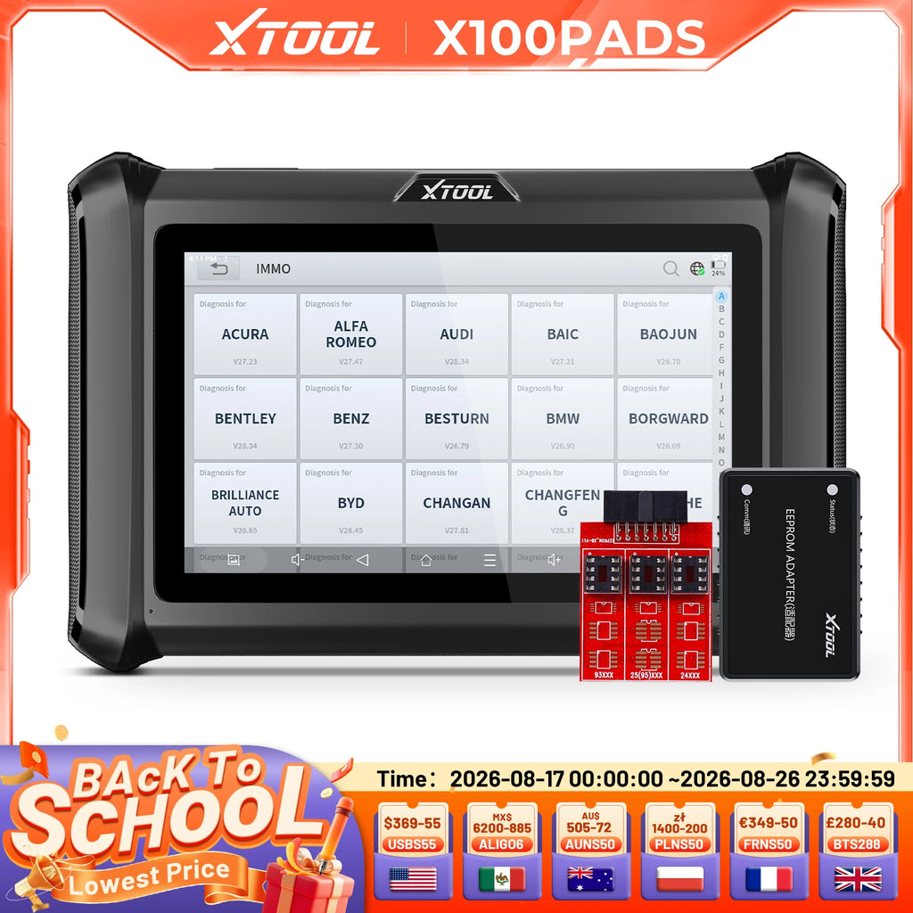 XTOOL X100 PADS V2.0 Key Programmer Automotive Scanner IMMO Read Write Chip All Key Lost OBD2 Diagnostic Tool With CANFD DOIP