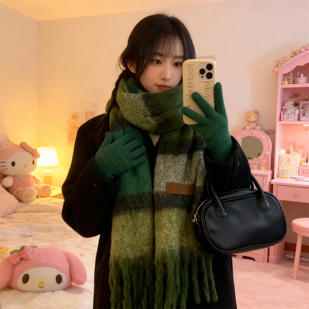 50X200cm Maillard Premium Atmosphere Scarf Women's Winter 2025 New Korean Version Versatile Thickened Mohair Scarf Warm