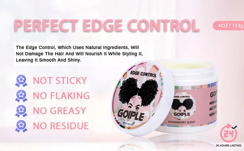 GOIPLE Long Lasting Hold Edge Control Gel for Black 4C Non-greasy Styling Wax Tame Frizz Slick Baby Hair Broken Finishing Cream