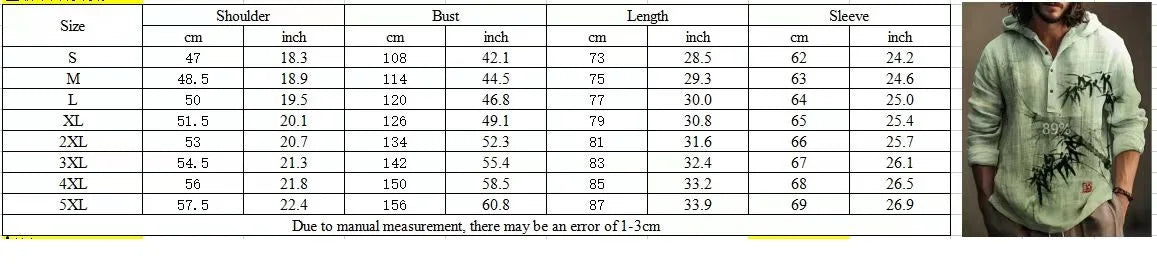 Spring and Autumn Men's Shirt Linen Fashion Casual Bamboo Hawaiian Style Printed Shirt Men's Top Long Sleeve Hooded Pullover