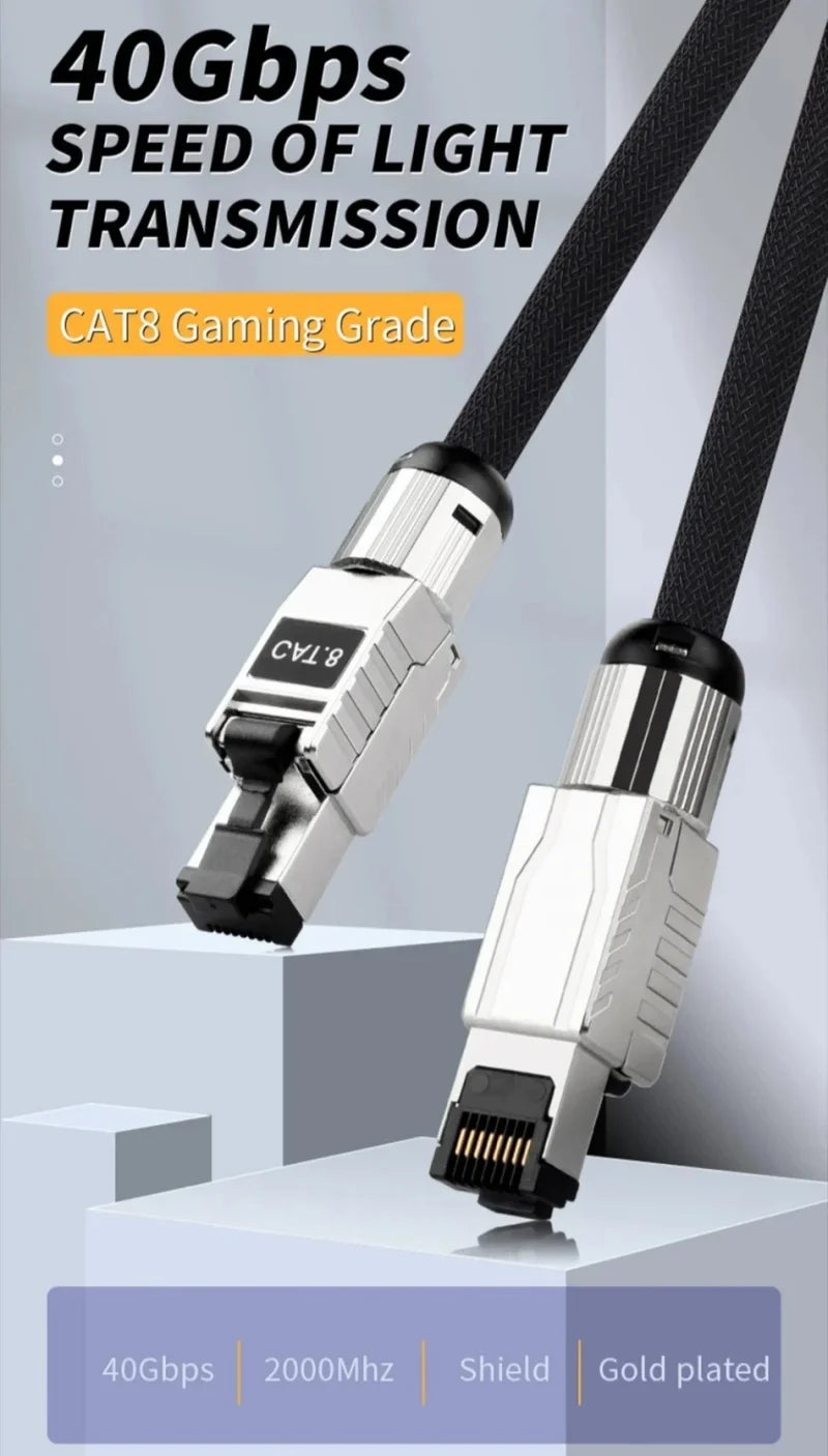 40Gbps Cat8 Ethernet Cables RJ45 30M 20M Cat 8 High Speed No Breakage Internet Networking Cable E-Sports Level Full Shielded