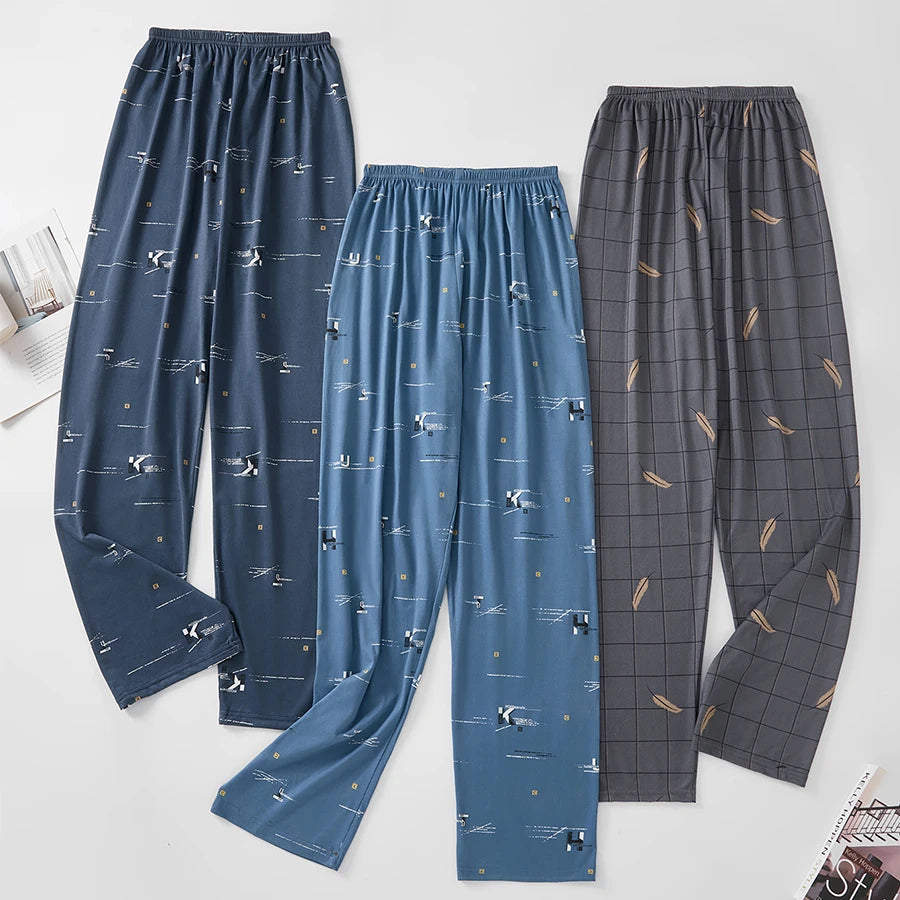 Extra-Large Size, Stylish Men's Pajama Pants for Spring and Autumn, Plus-Size Casual Home Pants, Thin Long Pants for Lounging at Home