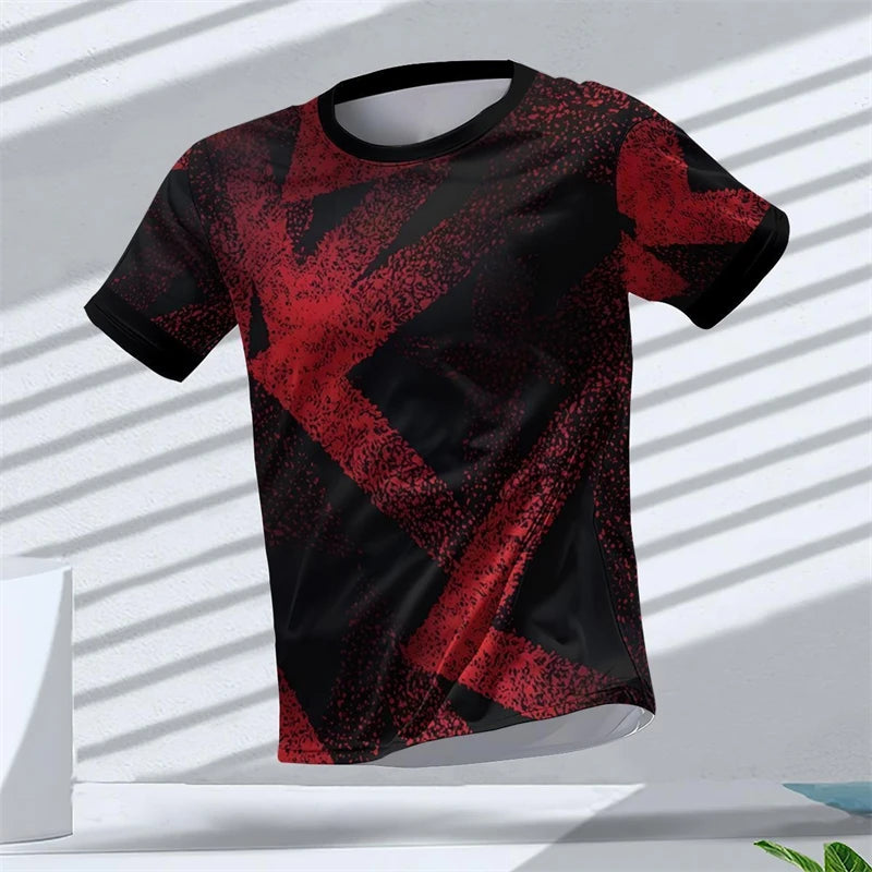 Geometric Graphic 3D Printed Sports T Shirts Summer Casual Running Table Tennis T-shirts Trendy Streetwear Mens Tees Fashion