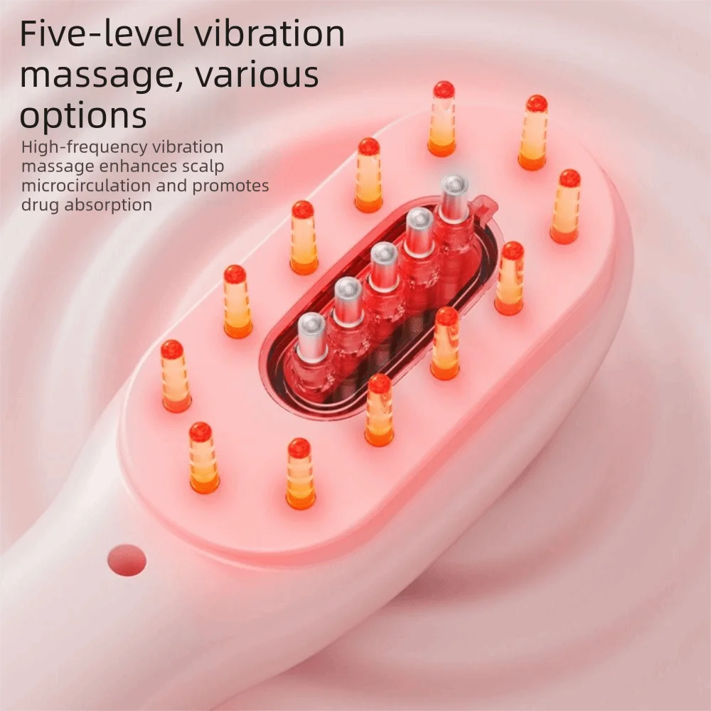 High Frequency Vibration Hair Growth Massage Comb Hair Oil Dispenser Electric Design Red Light Comb 3 Modes Oil Applicator