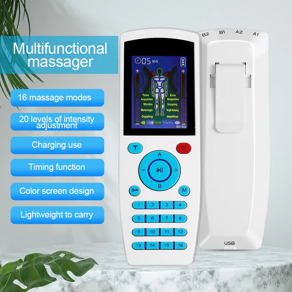 TENS Pulse Digital Muscle Massager 16 Modes 4 Outputs EMS Muscle Stimulation Digital Massage Relax Slimming Machine