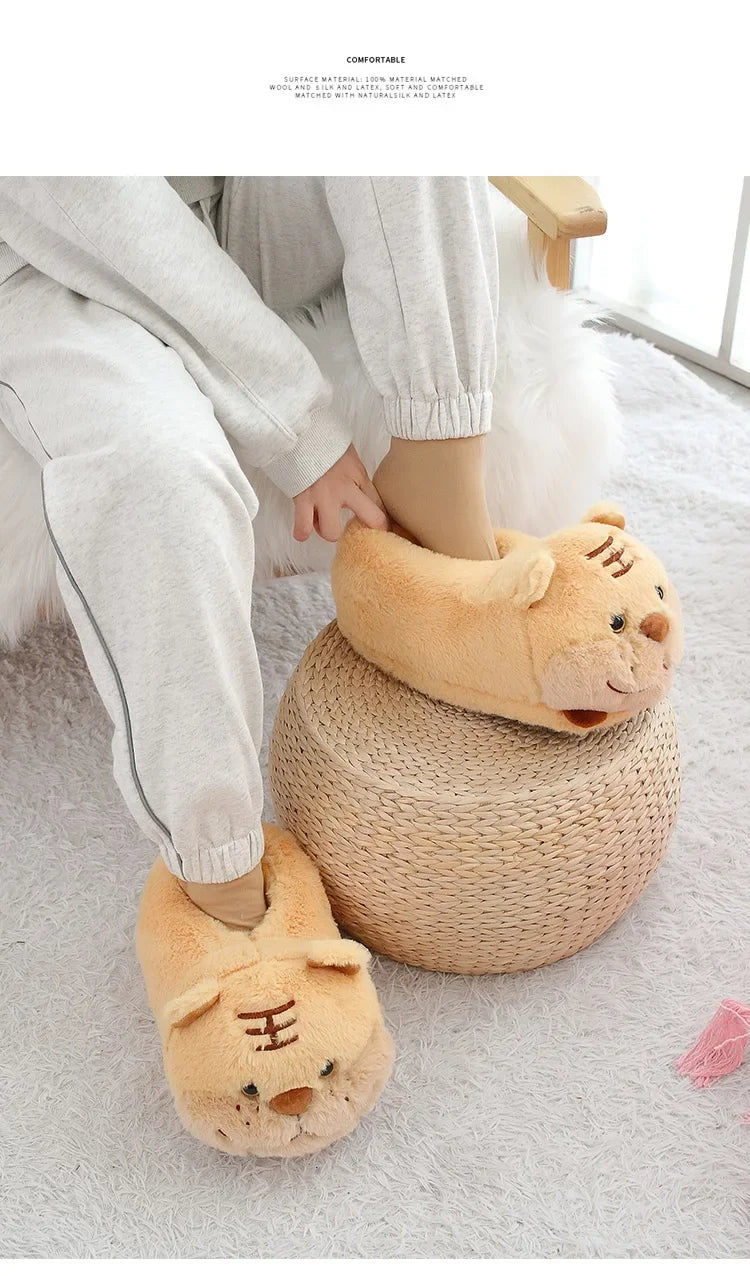 Cartoon Couples Home Slippers Men Women Winter Indoor Warmth Piglet Cotton Shoes Plush Floor Anti Slip Slippers Soft Bottom2024