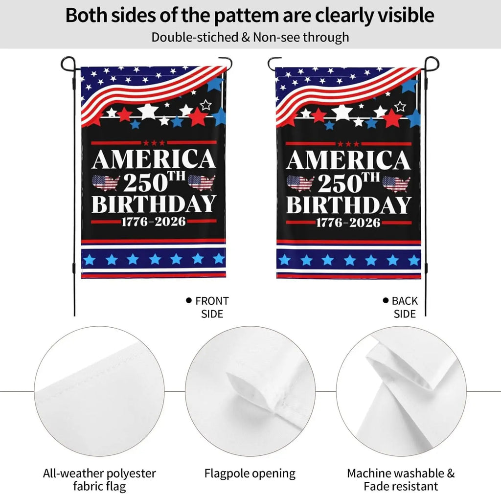 12x18 Double Sided America 250th Birthday Flag 1776 2026 America 250 Years Anniversary Garden Flag 12x18 Holiday Outdoor Dec GGL