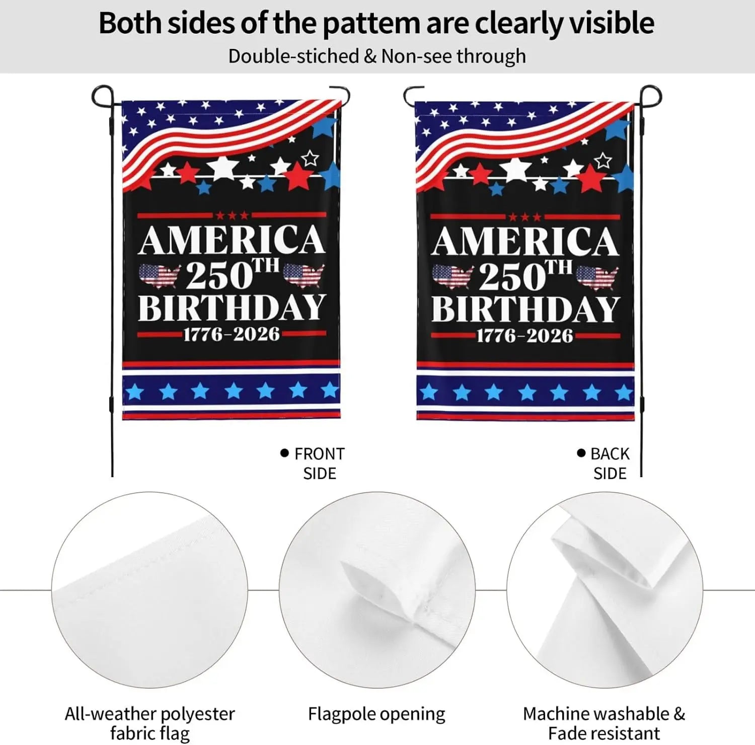 12x18 Double Sided America 250th Birthday Flag 1776 2026 America 250 Years Anniversary Garden Flag 12x18 Holiday Outdoor Dec GGL
