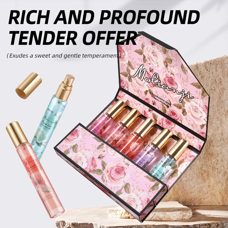 5pcs Women's Perfume Gift Set - Long-lasting Floral-Fruity Fragrance,Travel Size Body Mist Suitable for Her, Floral Fruity Vanilla Scent with Formula, Elegant Perfume for Birthdays, Valentine's Day, Christmas, New Year Gifts