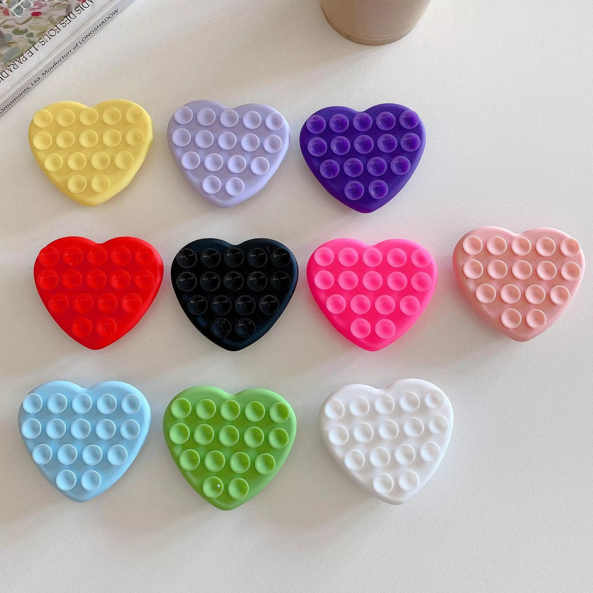 Double Sided Heart Shaped Silicone Suction Cup Phone Sticker Self Adhesive Anti Slip Suction Phone Support Bracket Suction Cup