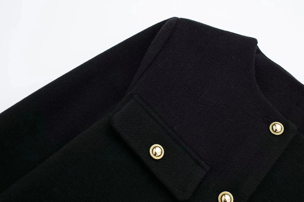HH Women Vintage Solid Coat Button Long Sleeve O Neck Jacket With Pocket 2024 Spring Elegant Female Casual Outerwear Jakcet