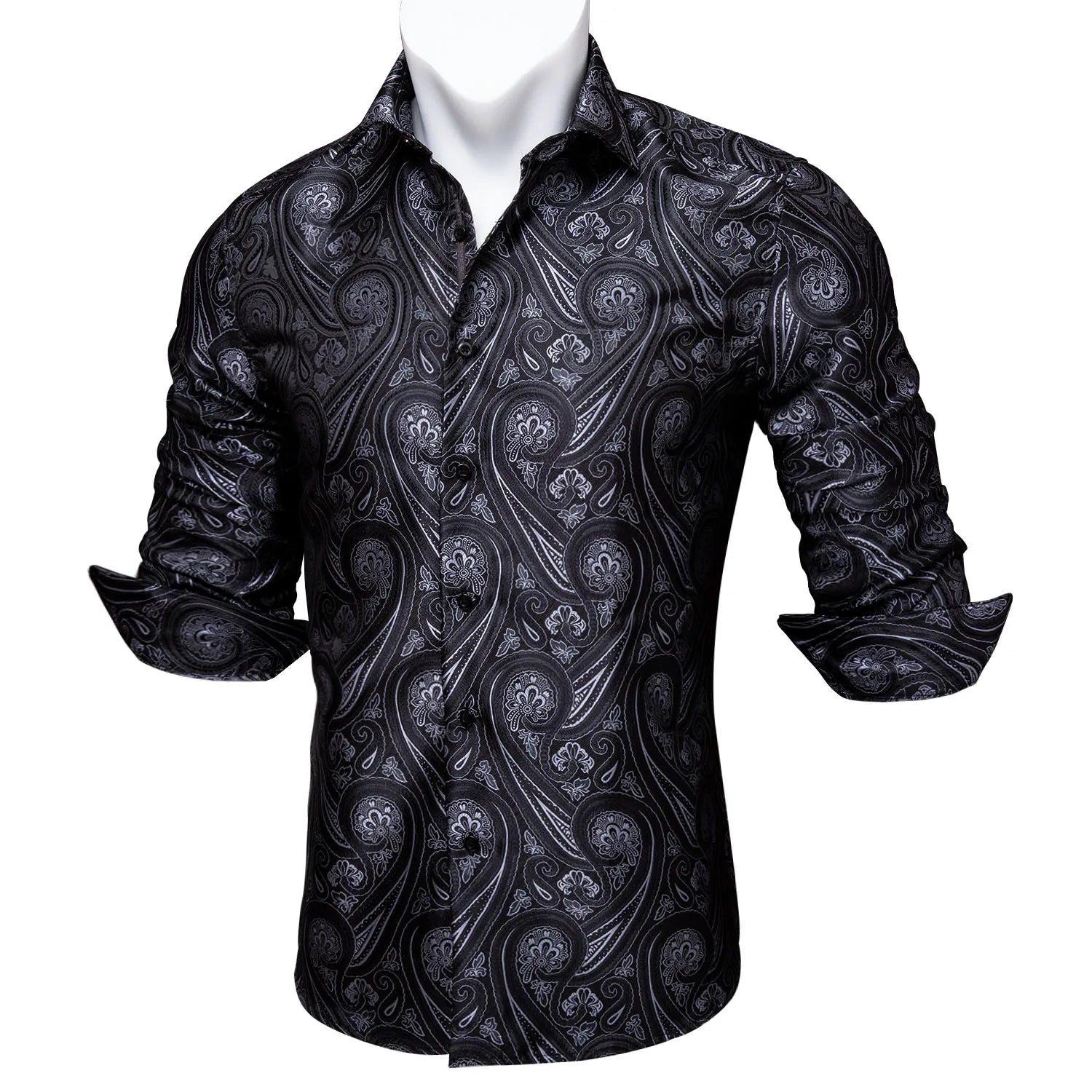 Gold Paisley Bright Shirts Men Autumn Long Sleeve Casual Flower Shirts For Men Designer Fit Dress Shirts BCY-07