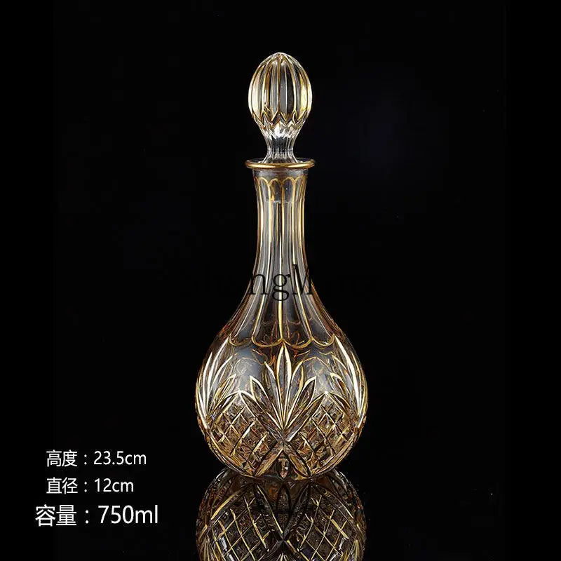DSA crystal glass wine bottle gold-painted creative household whiskey bottle with lid white red wine decanter