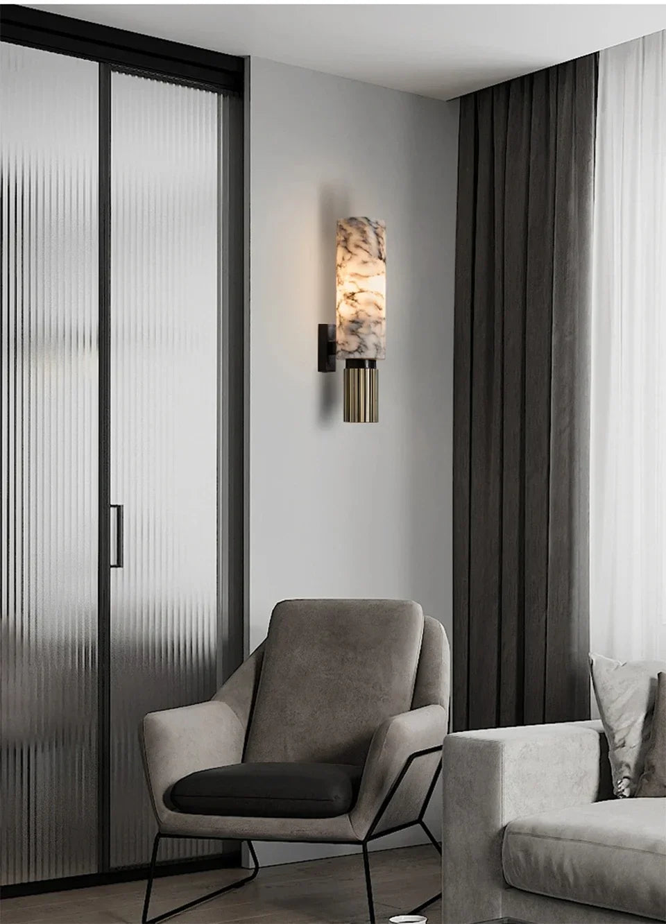 Luxury Natural Marble Wall Lamp Modern Black Cuboid Natural Stone Wall light Foyer Villa Aisle Corridor Bedroom Decoration Light