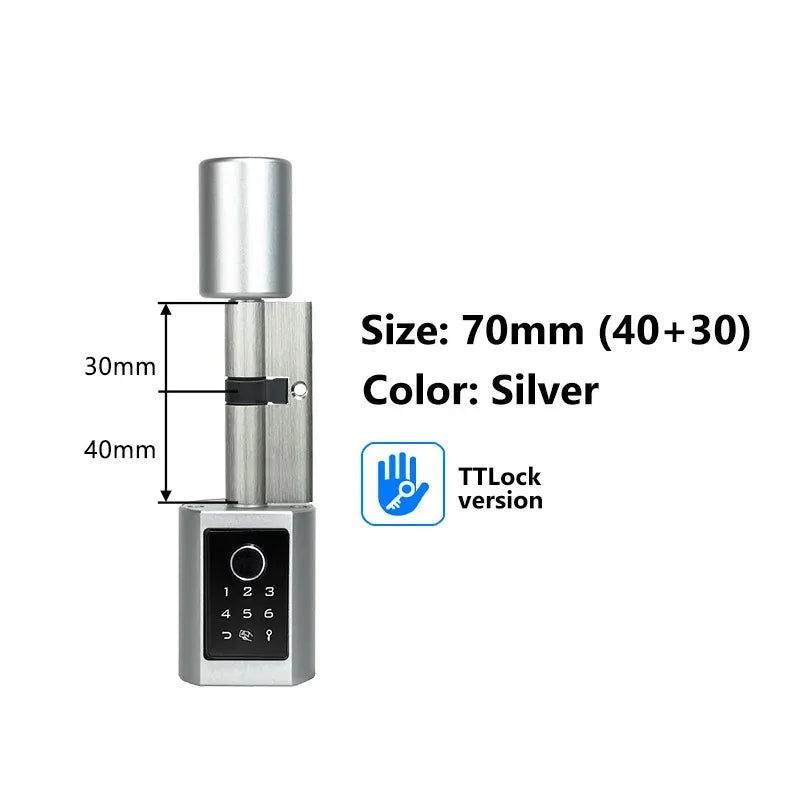 Easy Replacement Cylinder Smart Lock APP TTlock Bluetooth Fingerprint Password NFC Unlock Auto Lock/ Unlock Security Protection