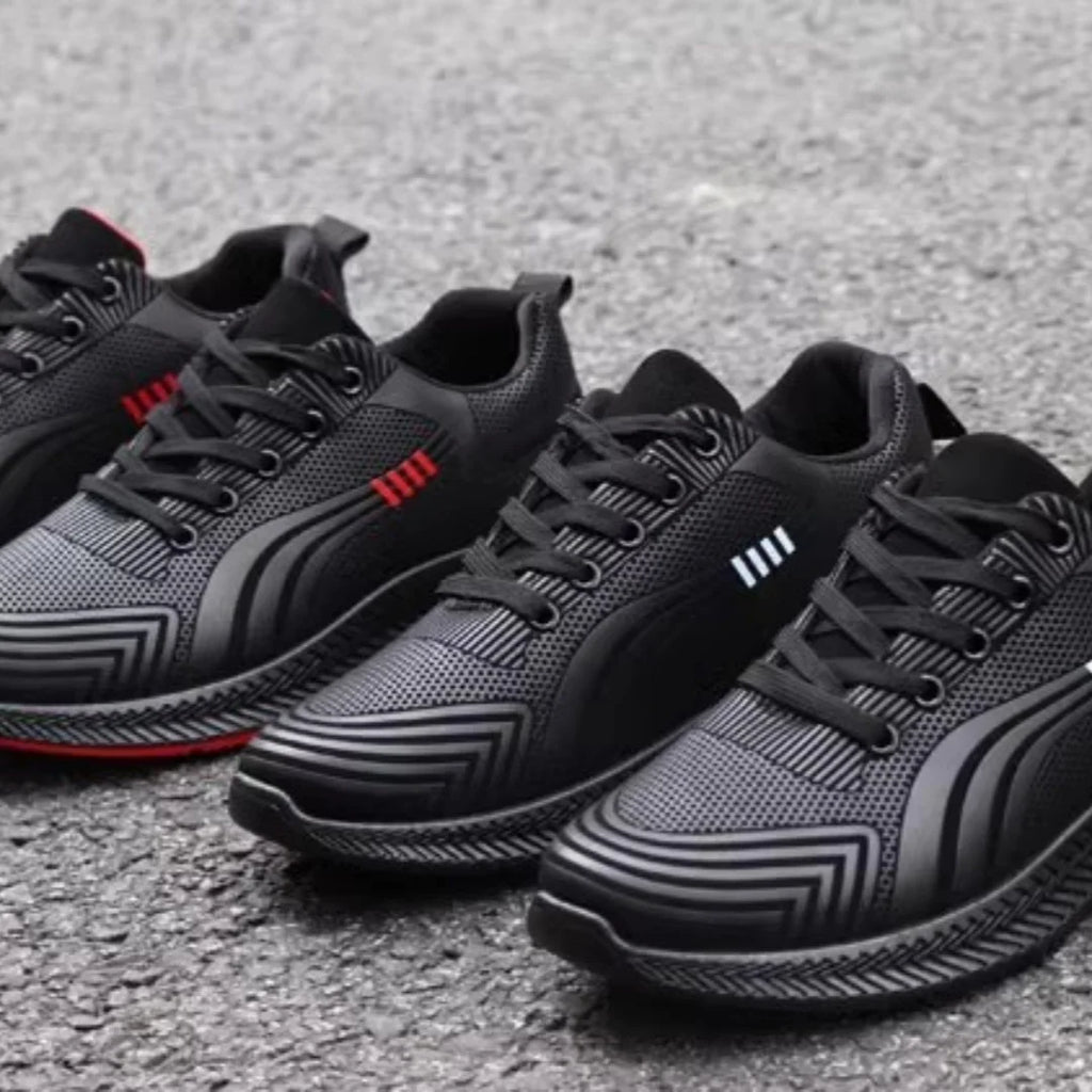 Waterproof Men's Sneakers Casual Running Shoes Soft Bottom Black Leather Sports Shoes