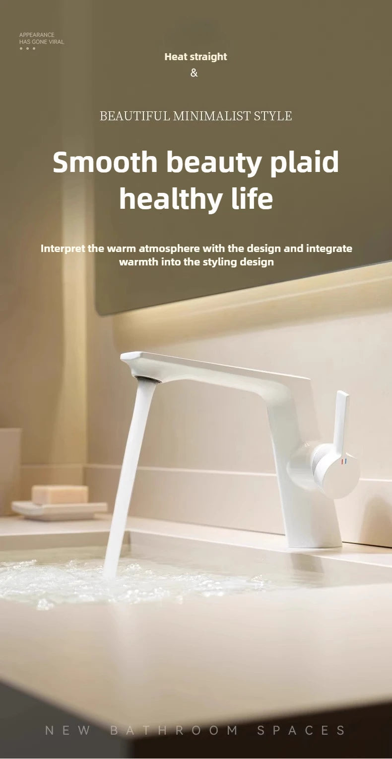 Modern Bathroom Sink Faucet Brass white or brushed gold gray Single Handle Deck Mounted Wash Basin Water Tap Hot And Cold Mixer