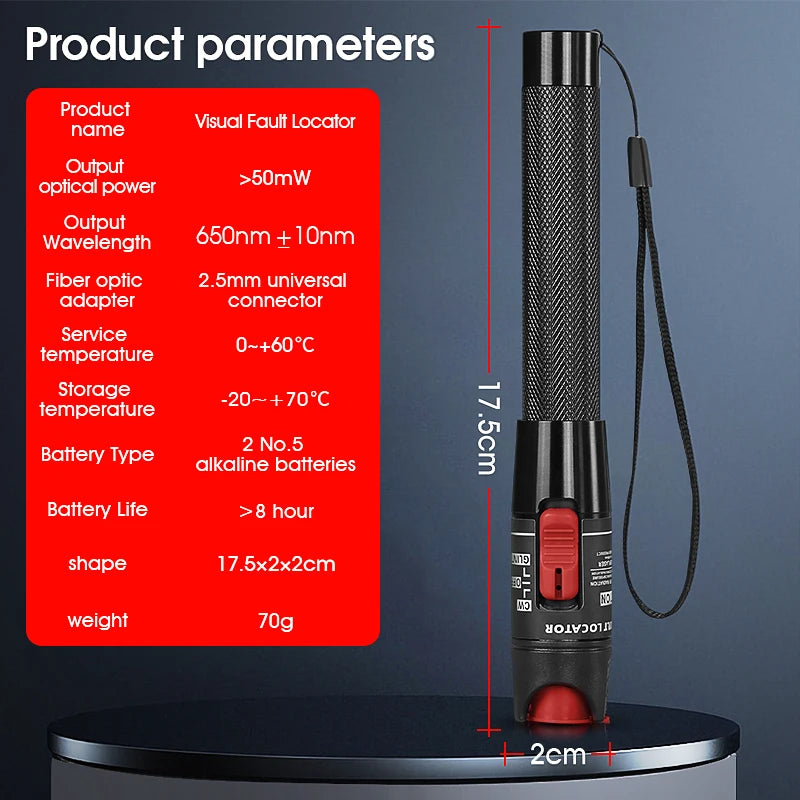 Visual Fault Locator 1/10/20/30/50/60/80MW Fiber Optic Cable Tester Tool FTTH Optical Fiber Tester SC/FC/ST 2.5mm Interface VFL