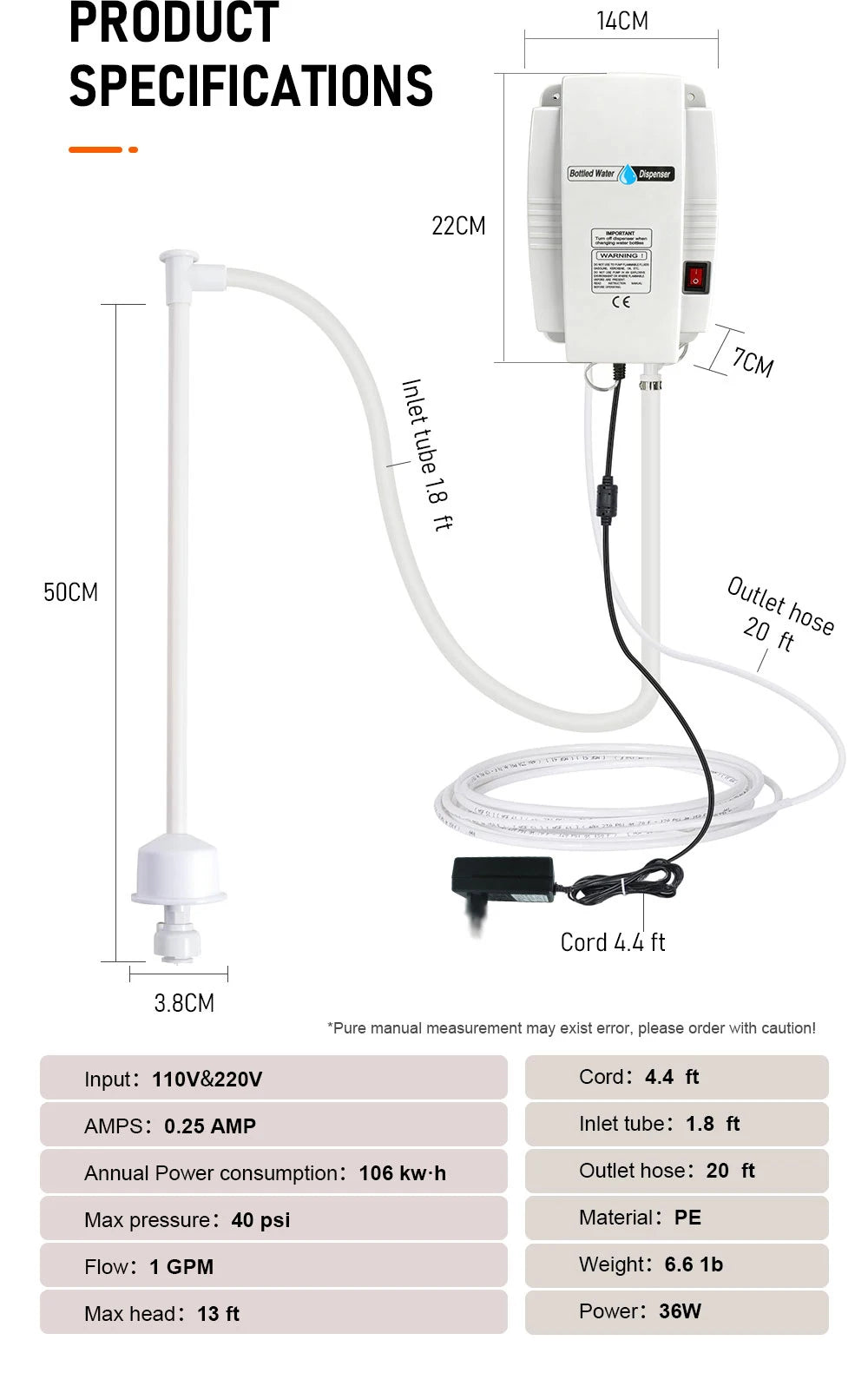 Electric Bottled Water Dispenser Pump Automatic Water Pump System Water Bottle Pump Water Jug Pump Dispenser for Coffee Machine