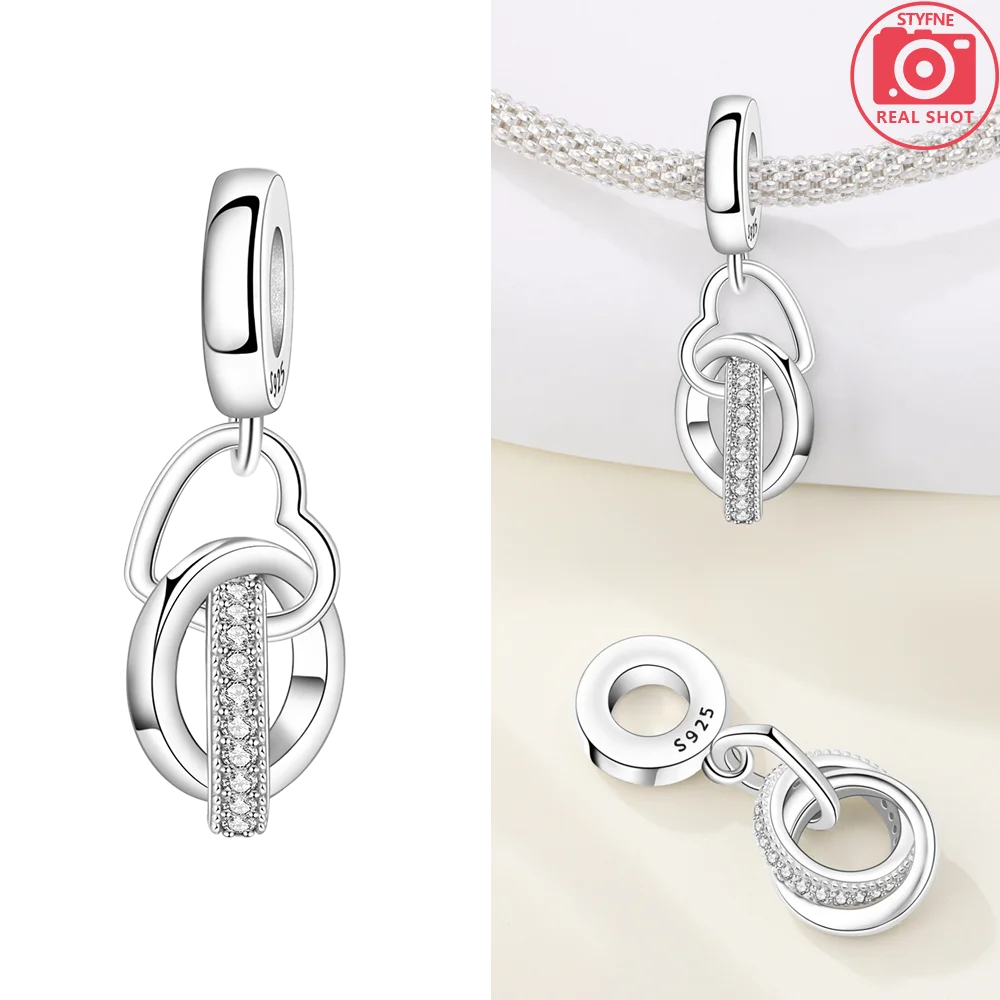 925 Sterling Silver Pink Zircon Love Beads Charms Fit Bracelet Women Jewelry Diy Anniversary Gift Delicate Accessories Bag Charm