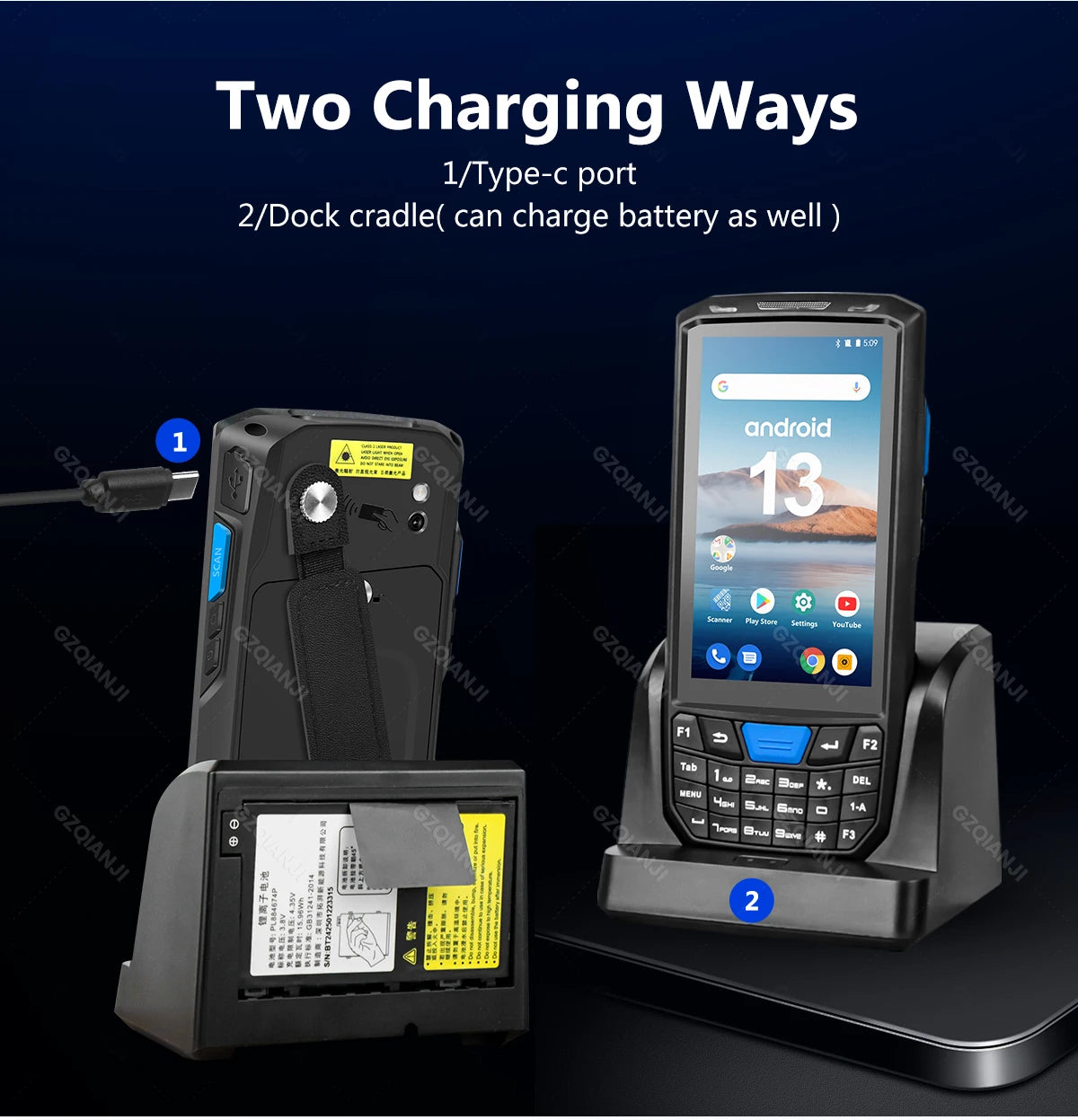 4G 64G Android 13 Terminal Handheld Mobile Rugged PDA with Bluetooth Wifi 1D 2D Barcode Scanner Reader GPS Warehouse Code Read