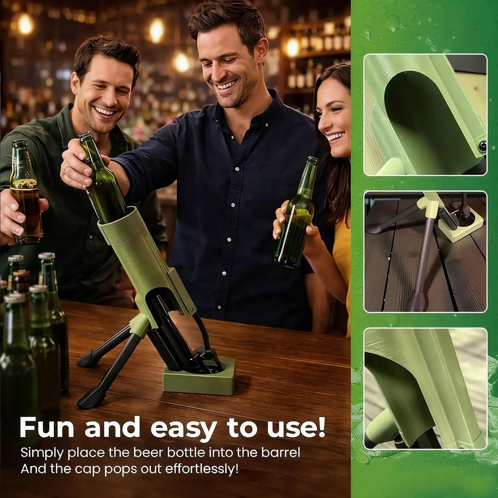Beer Bottle Mortar Bottle Opener, 33/51mm Mortar Beer Bottle Opener Heavy-Duty Tactical Cap Launcher Hands-Free Push Down Opener