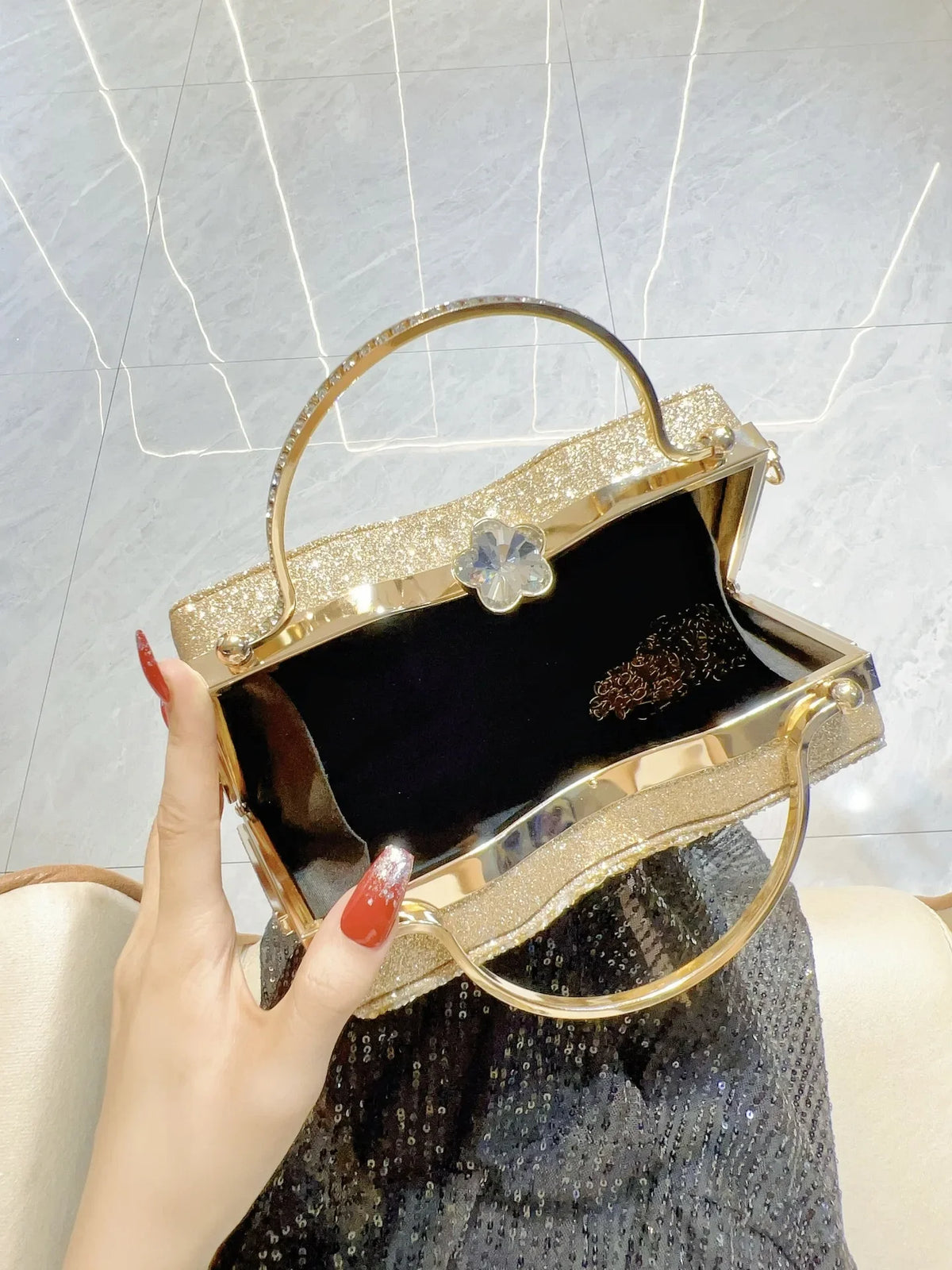 Rhinestone Women Evening Clutch Shiny Dinner Party Handbag Match For Dress Shoulder Crossbody Bag Cosmetic Phone Storage