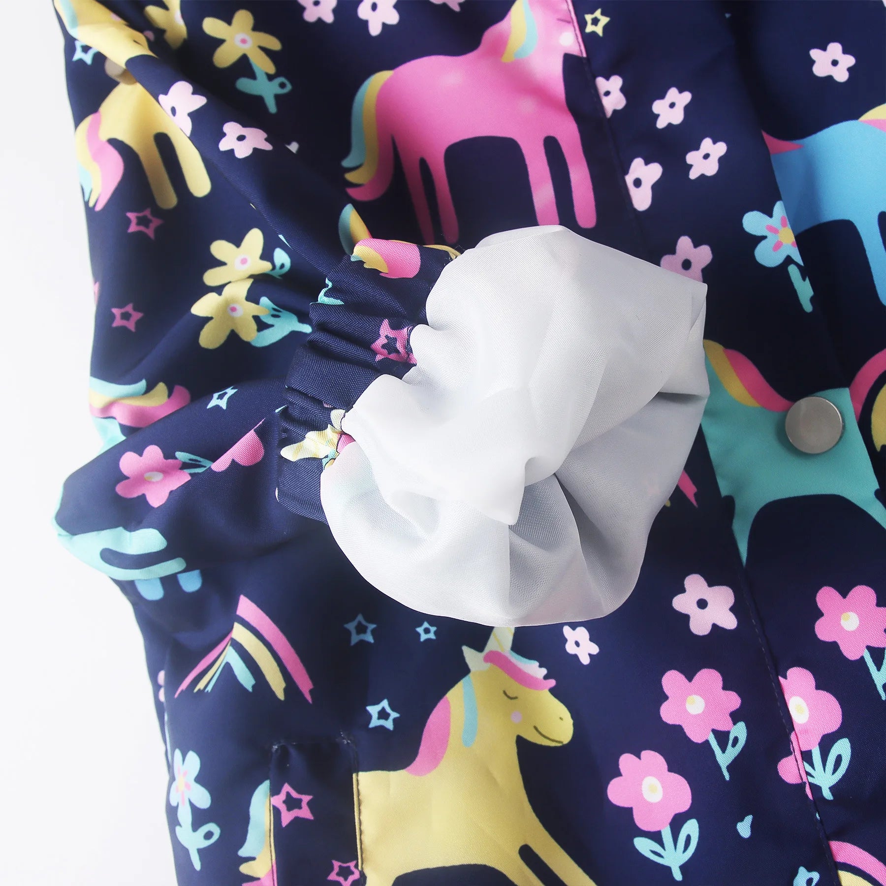 Spring Autumn Girls Cute Cartoon Unicorn Print Windbreaker Outerwear Kids Hooded Zipper Waterproof Jacket Children's Casual Coat