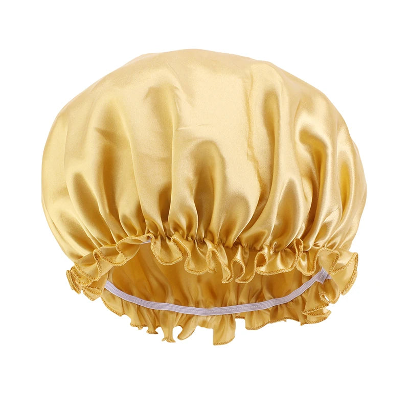 Solid Color Night Sleep Cap Women Elastic Satin Night Sleeping Hat Hair Care Bonnet Nightcap Makeup Head Wrap Cover Shower Cap