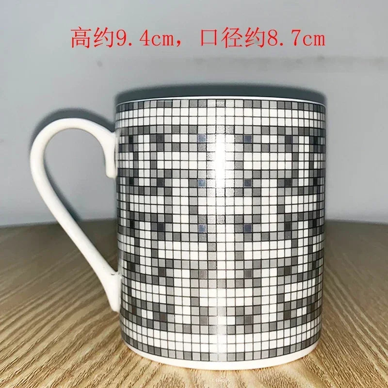 Creative Ceramic Lovers Mug Geometric Pattern Western Food Afternoon Tea Breakfast Cup Coffee Cup Home Decoration Modern