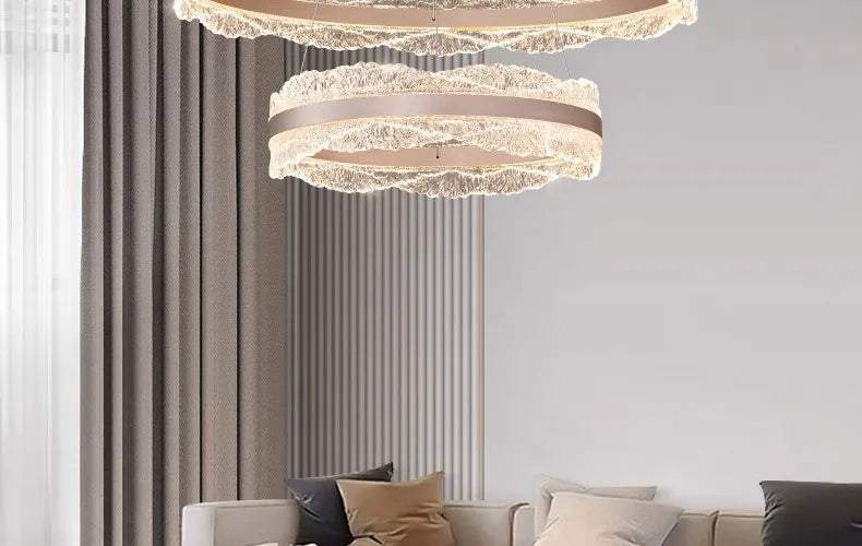 LED Luxury Pendant Light Living Dining Room Bedroom Modern Upscale Acrylic Texture Suspension Lamp Home Decoration