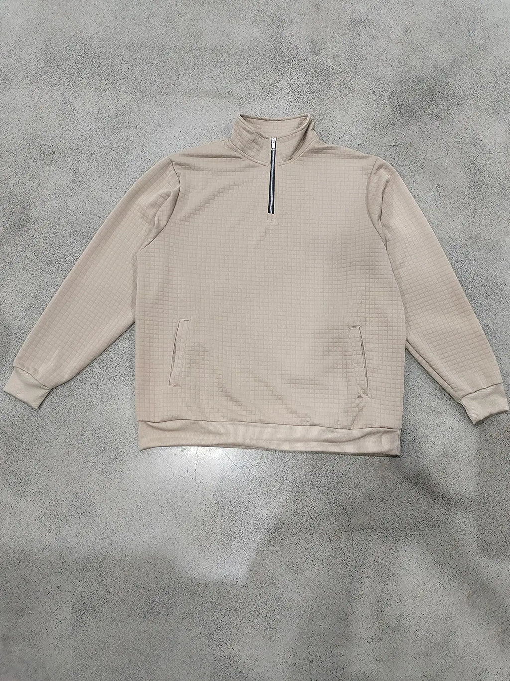 semi-zipper sweater men's autumn and winter jacquard small checkered stand-up collar casual pullover large size sweater