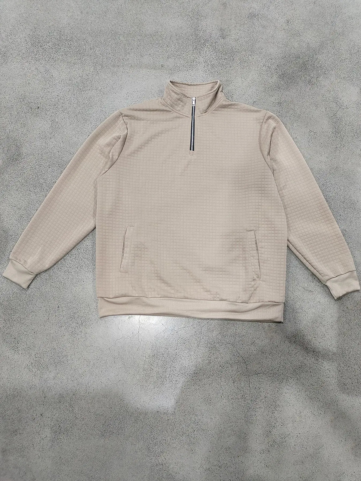 semi-zipper sweater men's autumn and winter jacquard small checkered stand-up collar casual pullover large size sweater