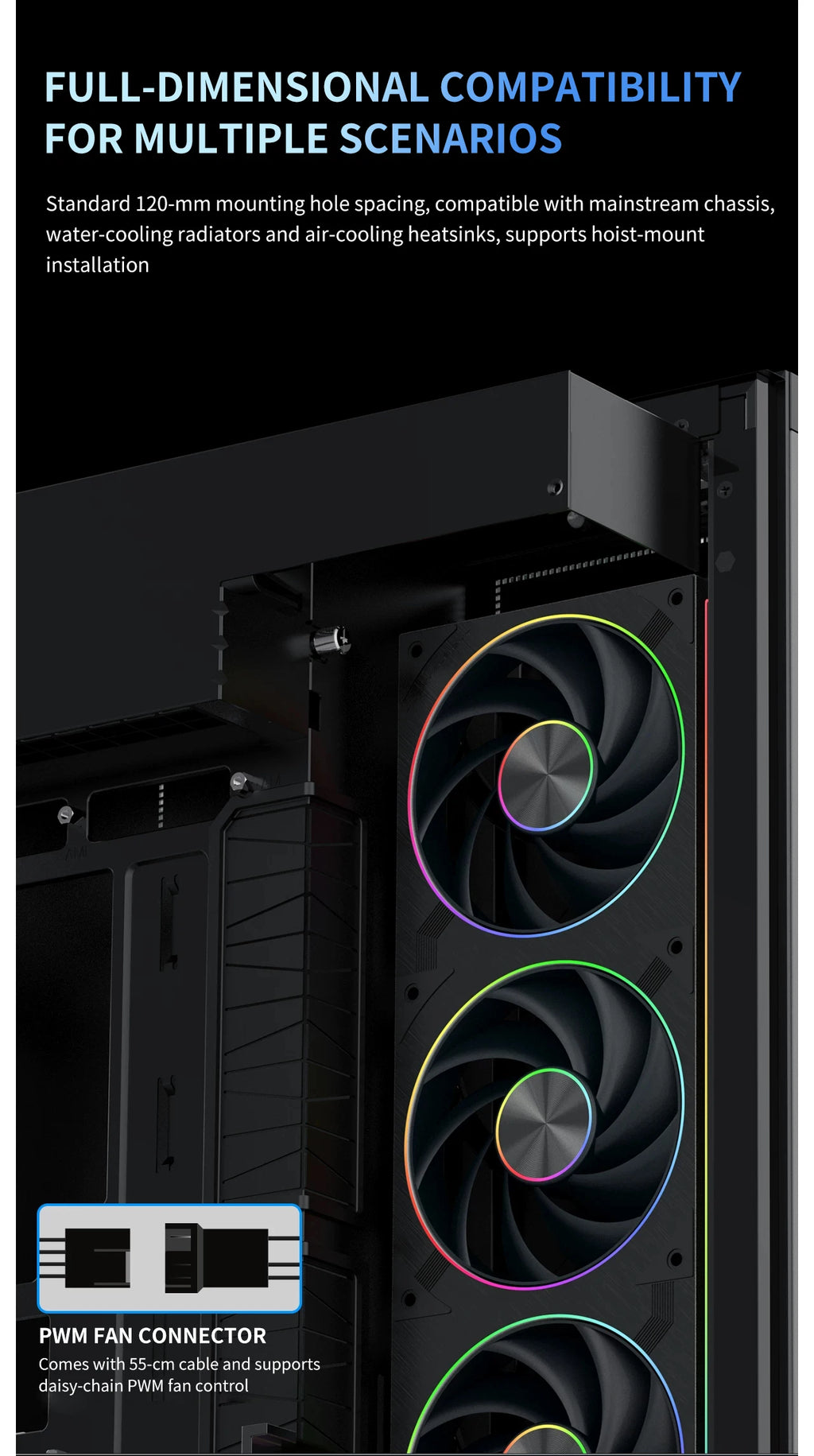 Thermalright TL-UC12/24/36 Performance Level Fan Pressure Fan ARGB Infinity Mirror Smart Speed Display 2400 RPM PWM Temperature