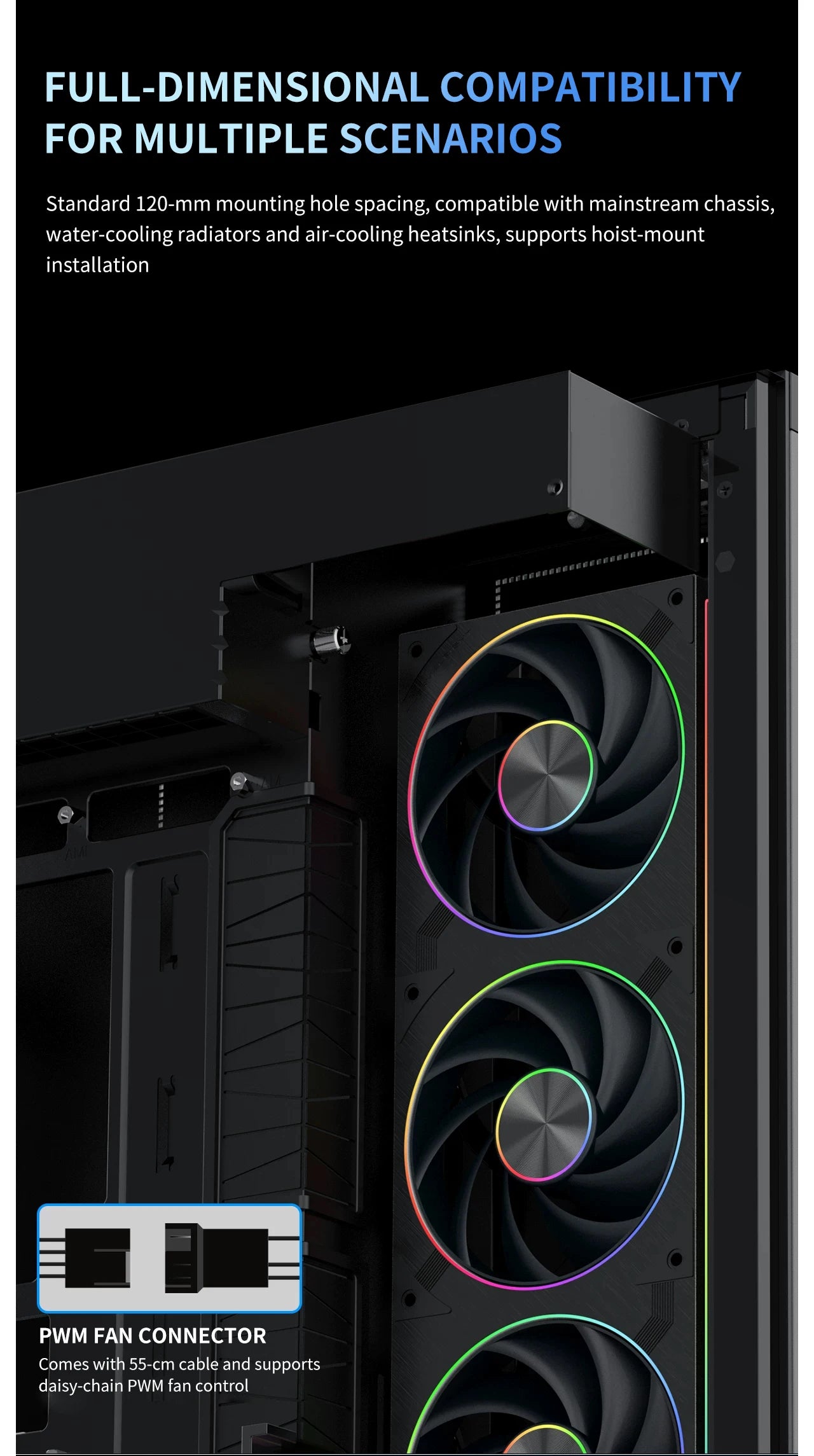 Thermalright TL-UC12/24/36 Performance Level Fan Pressure Fan ARGB Infinity Mirror Smart Speed Display 2400 RPM PWM Temperature