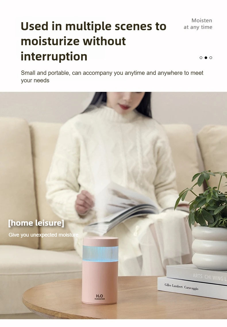 Mini 300ml Portable Air Humidifier USB Desktop Indoor Mute Air Atomization Humidifier Mist Maker Lights for Car Home Bedroom