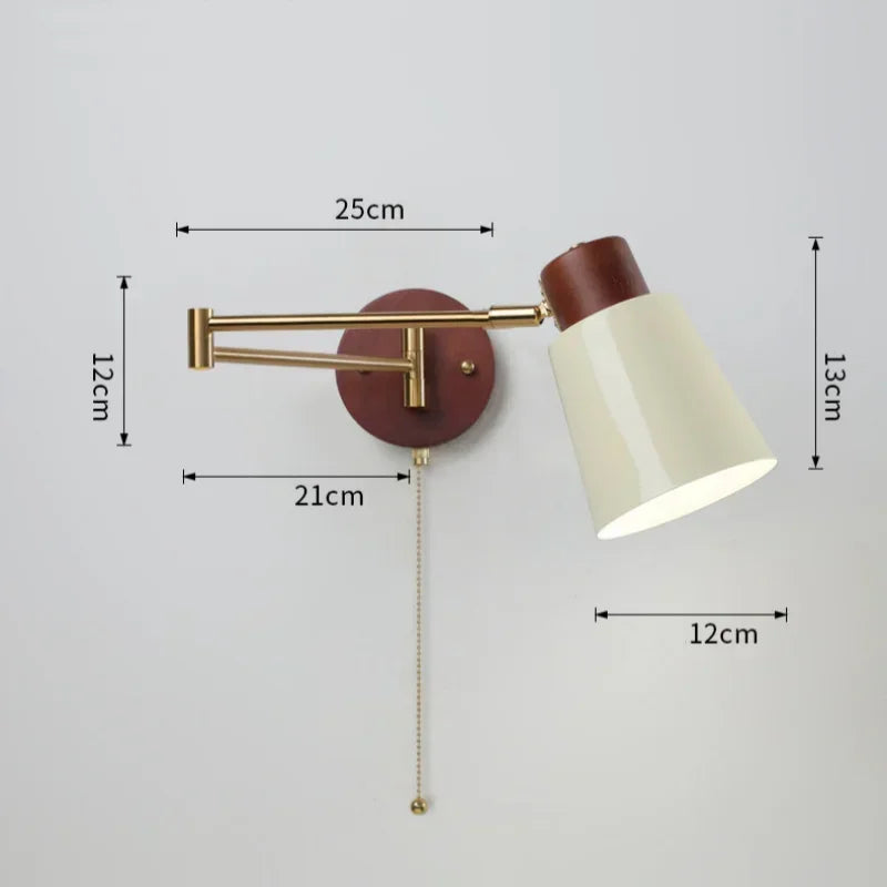 LED Bedroom Bedside Wall Lamp Swing Arm Wall Light Folding Telescopic Study Reading Lamp Study Decor Sconce Lighting