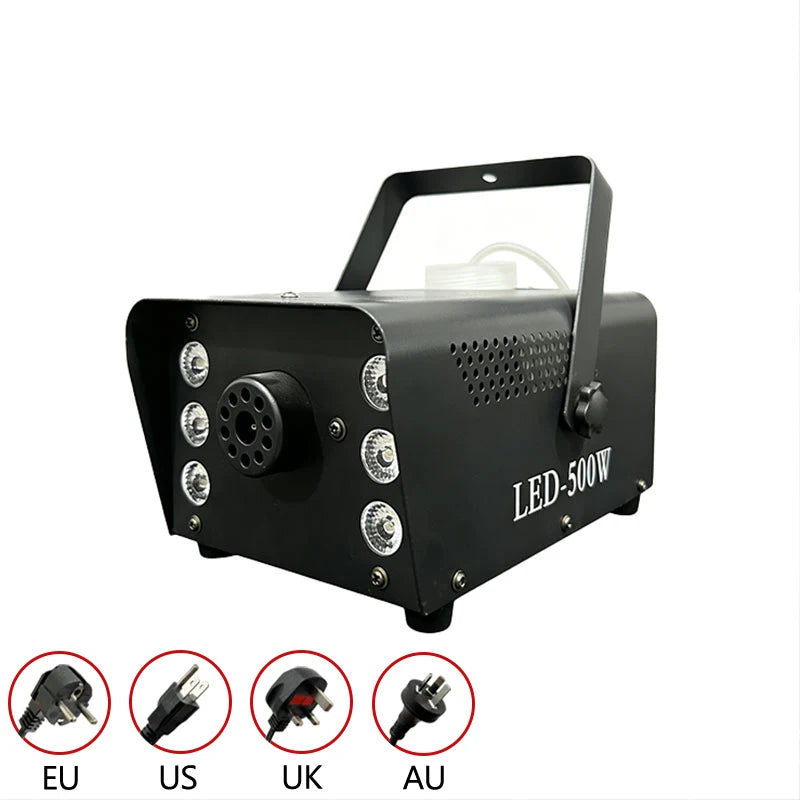 Professional Smoke Machine Mini Iron LED Fog Machine RGB Electric Power Remote 500W Stage For Party Wedding Disco DJ Smog Maker
