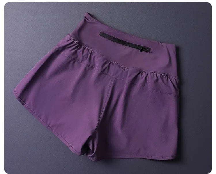 Women's 2 in 1 Shorts with Pockets - Lightweight Breathable Loose Anti-Disclosure Split Side for Yoga Running Gym
