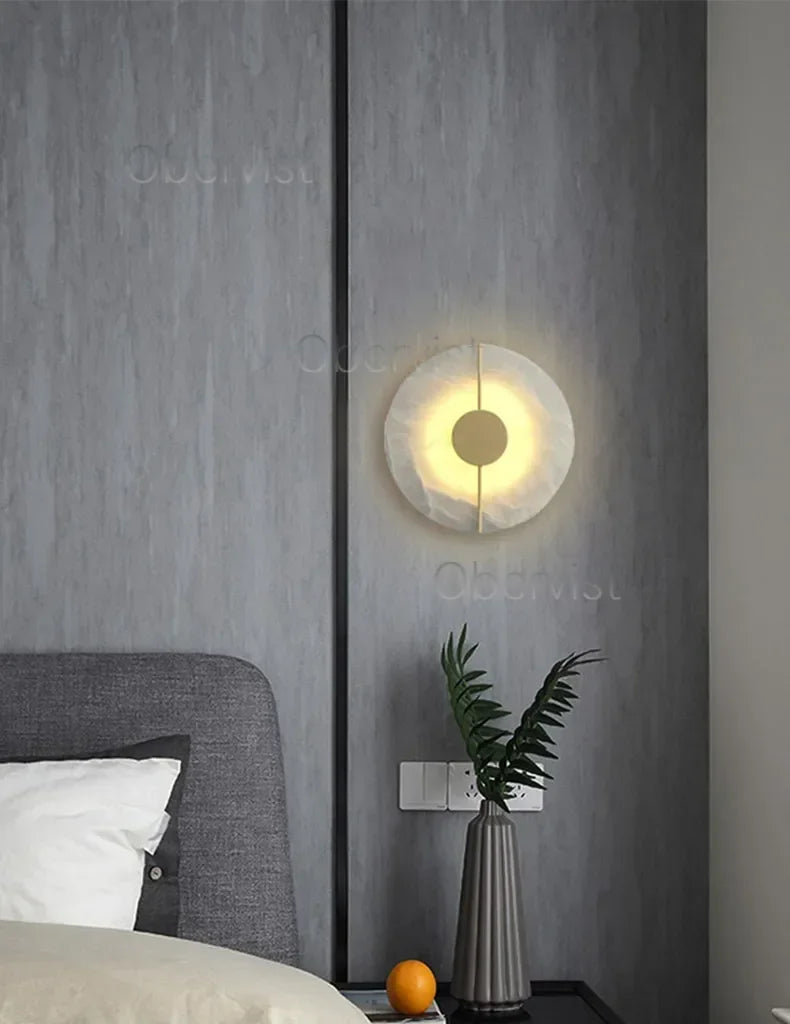 Modern Luxury Creative Marble Wall Light - Alabaster Marble Wall Sconce for Bedroom Bedside Living Room Aisle Indoor Decor