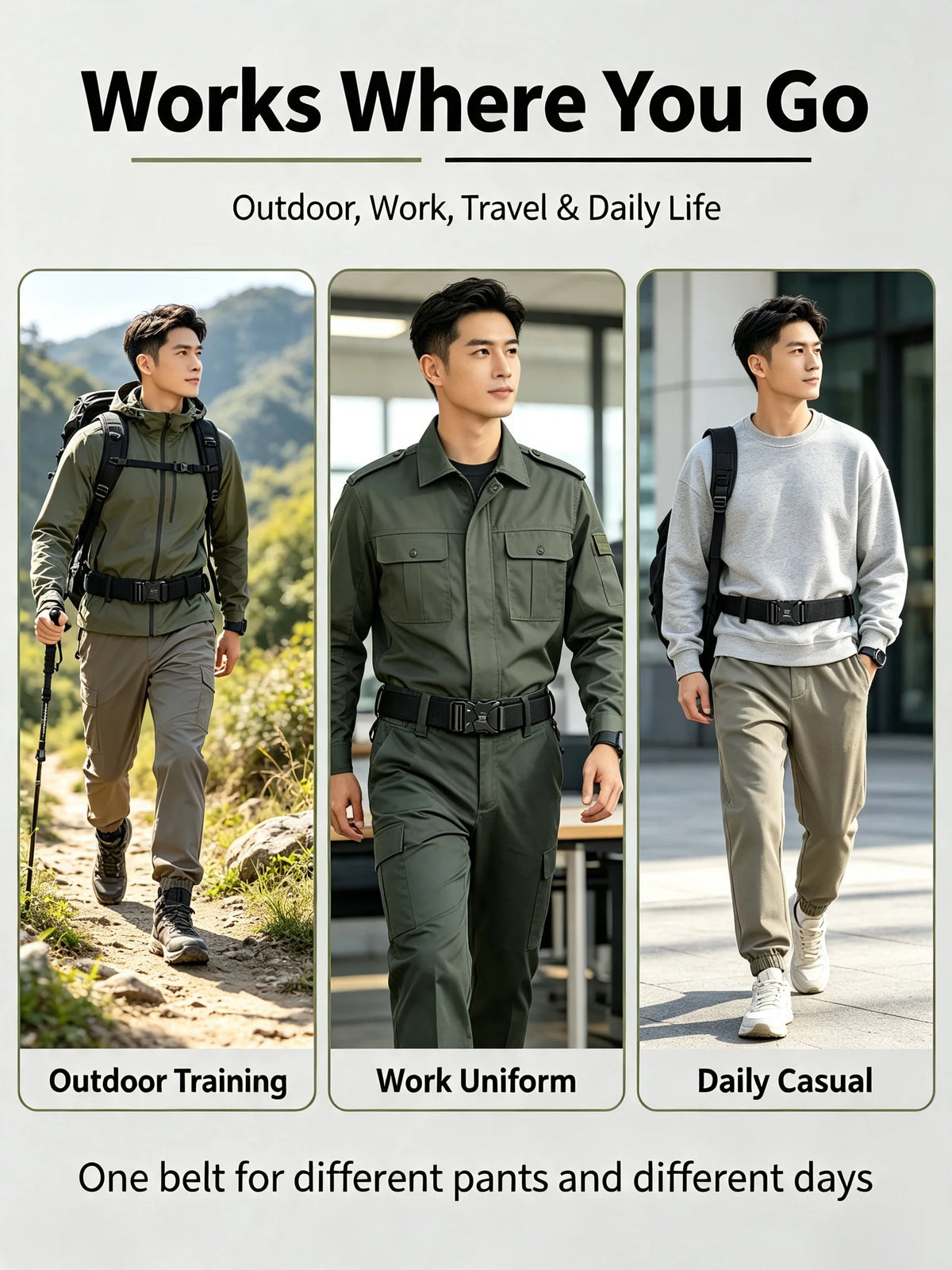 Men's Tactical Belt Versatile Durable Nylon Canvas Belt Outdoor Hunting Automatic Buckle Military Training Pants Belt for Men