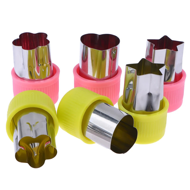 3Pcs/Set Star Heart Flower Shape Vegetables Cutter Plastic Handle Portable Stainless Steel Fruit Cutting Kitchen Gadgets