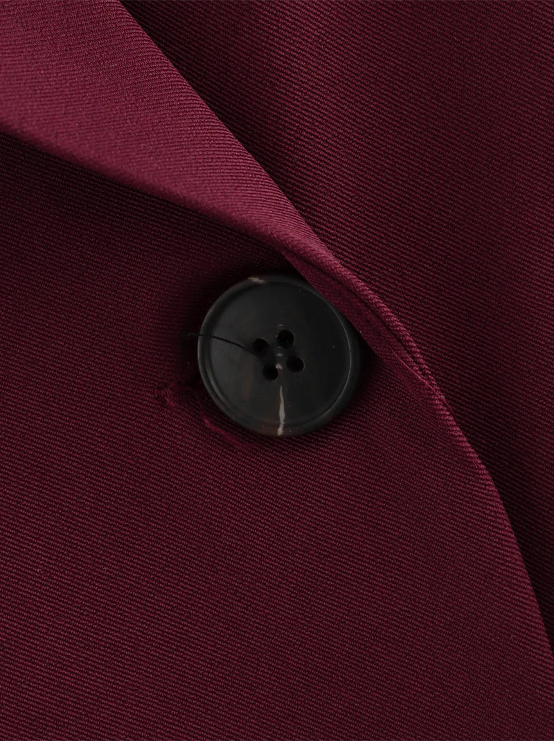 New Burgundy Blazer Women Autumn Winter Vintage Double Breasted Suit Jacket for Woman Fashion Streetwear Classic Blazers Coat