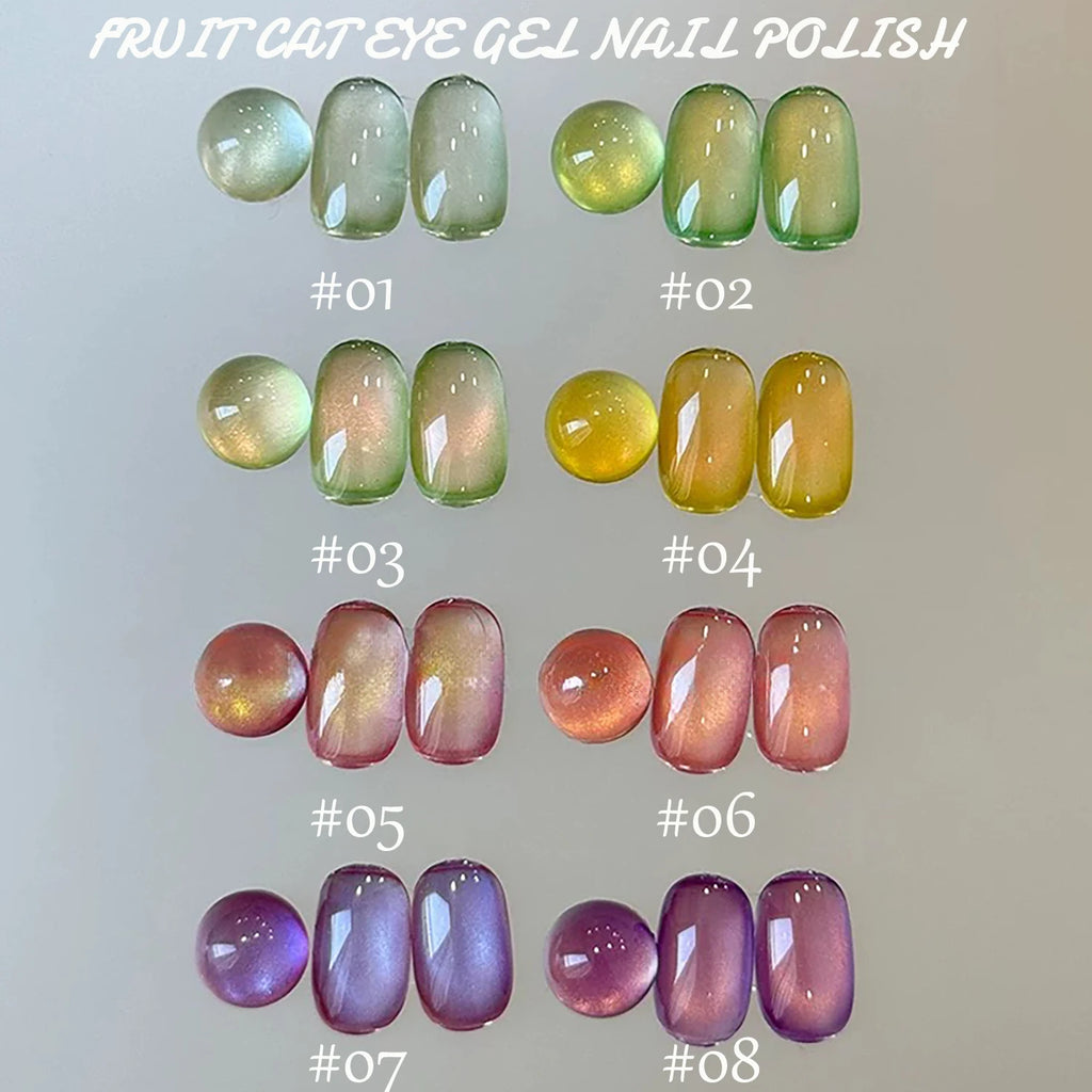 1-12pcs ZH Spring/Summer Ice Transparent Sweet Wine Glass Beads Cat Eye Nail Polish Gel New Flashy Popular Pink Nail Supplies