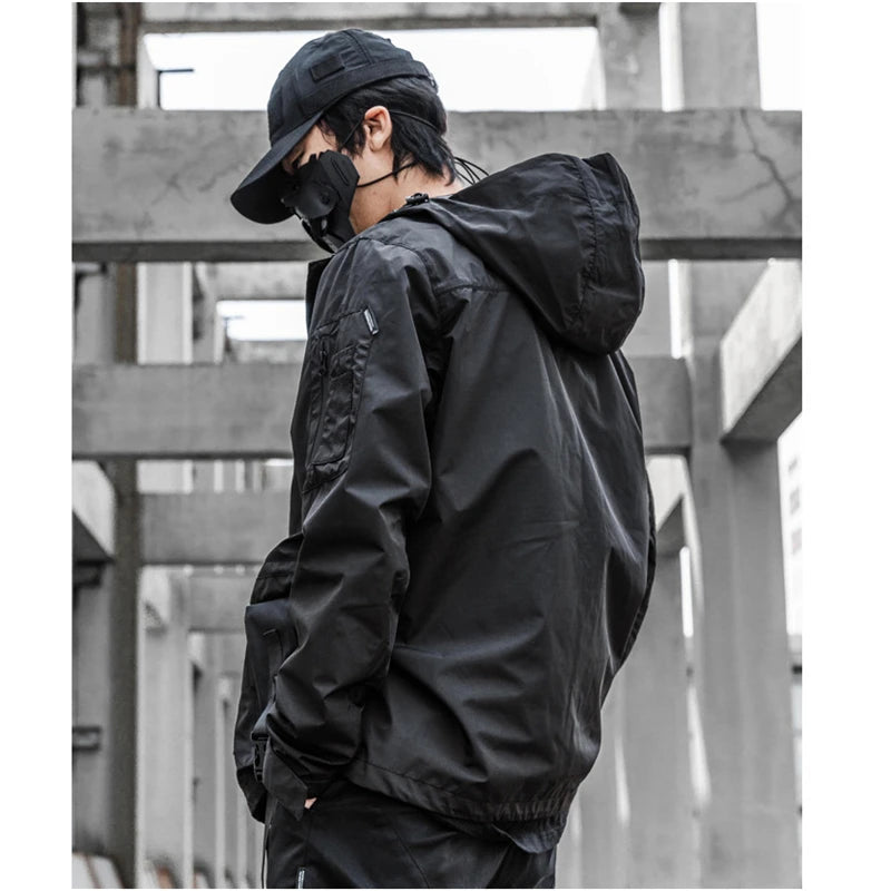 2022 Autumn Tactical Jackets Windbreaker Men Functional Techwear Mens Black Hip Hop Streetwear Waterproof Windproof Hooded Coats