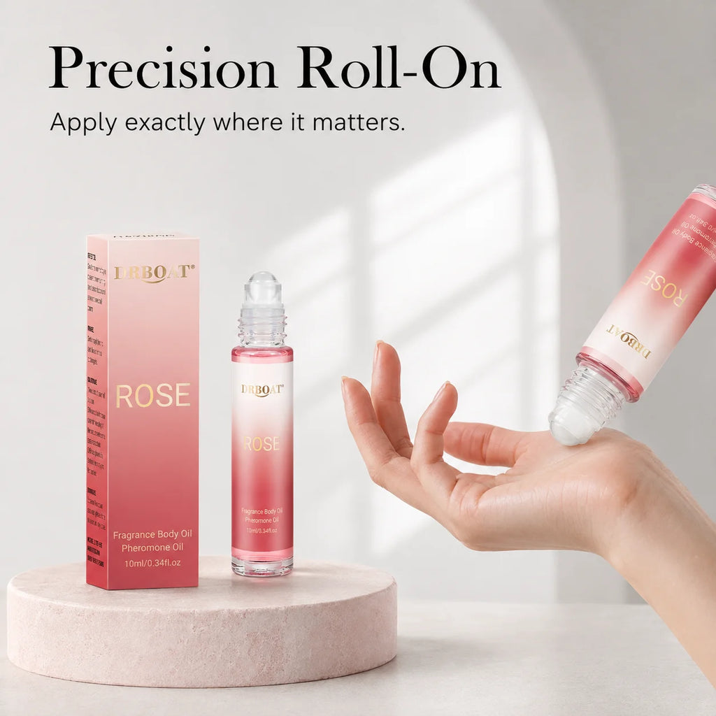 10ML Roll‑On Women Body Perfume Oil, Portable Floral Oriental Fruity Fragrance Body Oil, Juicy Peach Rose Scent for Dating