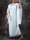 2026 White Maxi Dress for Women Elegant Lace Robes 3/4 Sleeve Loose Summer Gowns for Wedding Bridesmaid Party Vestido Feminino