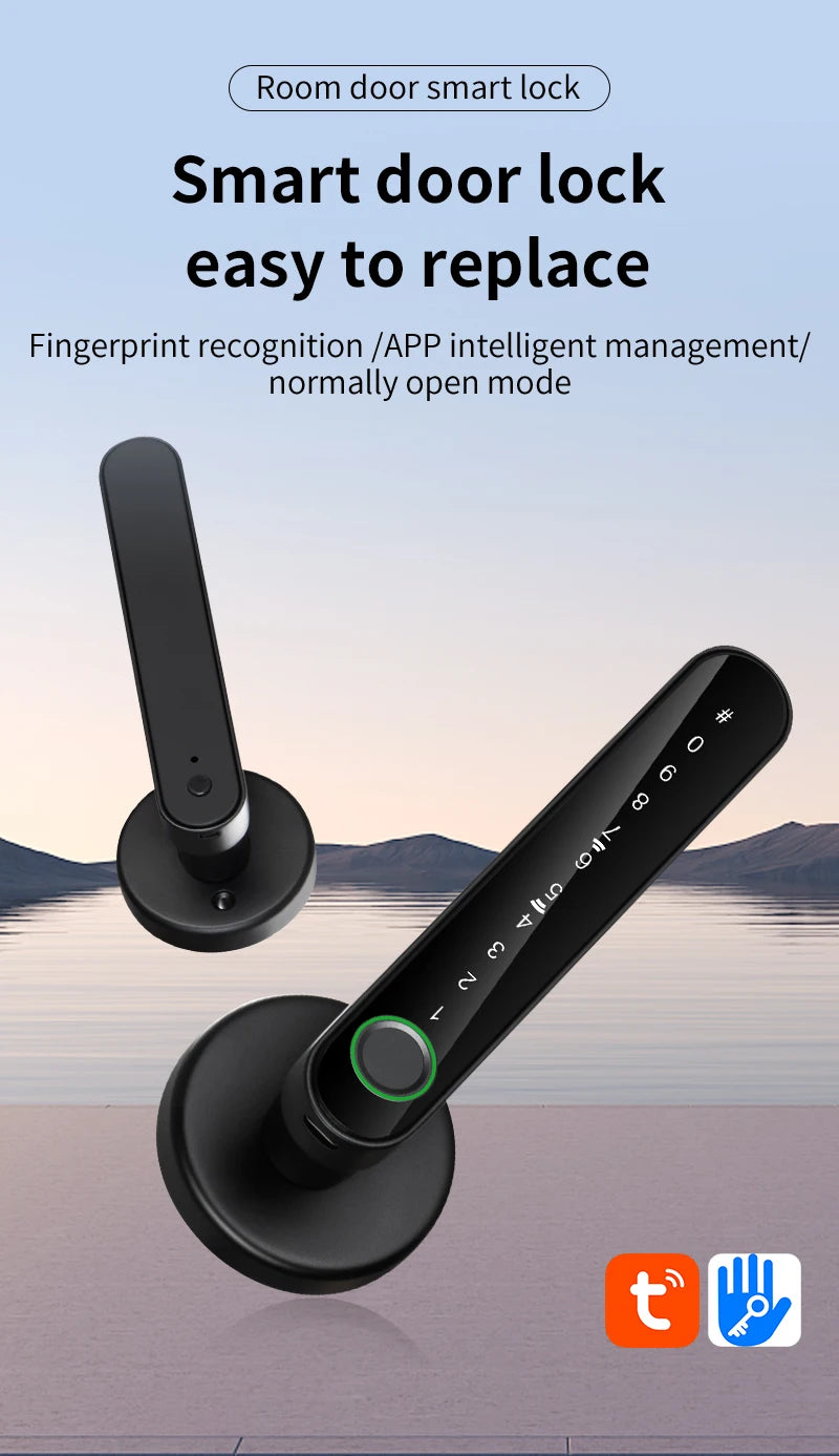 KERUI Tuya Smart Life Fingerprint Door Lock Bluetooth Electronic Lock 5-in-1 Fingerprint Password APP  Key for Home Apartment